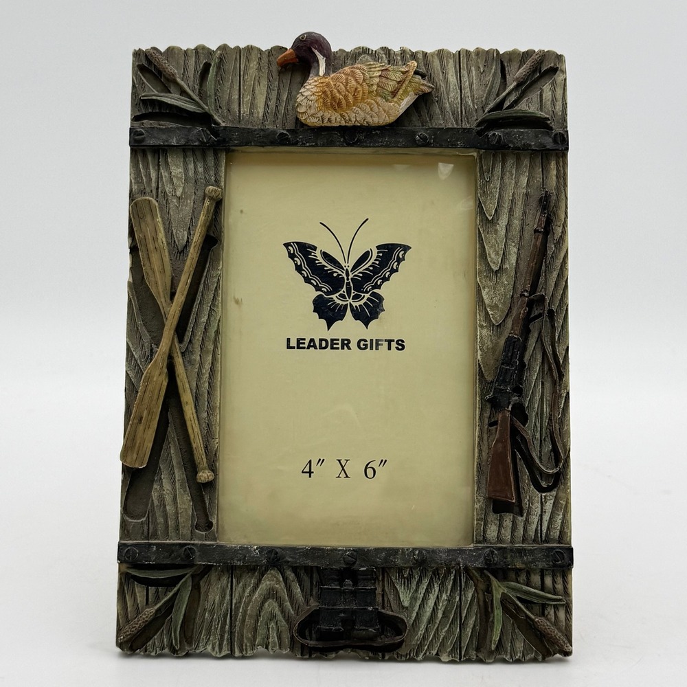 Leader Gifts Rustic Hunting Cabin Duck Oars Rifle 4x6 Picture Frame Lodge Decor
